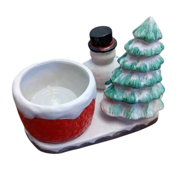 Ceramic Christmas Snowman & Tree Planter - Festive Holiday Decor - Picture 5 of 16